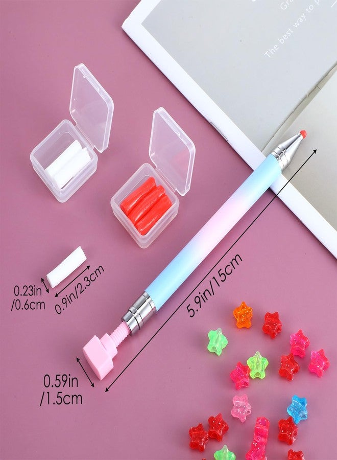 KFHENSOMR Rhinestone Picker Wax Pen Refillable Diamond Art Painting Pen Rhinestones Applicator with 6 Additional Wax Refills Diamond Picker Tools for Nail Design and Gem Art Painting - Image 2